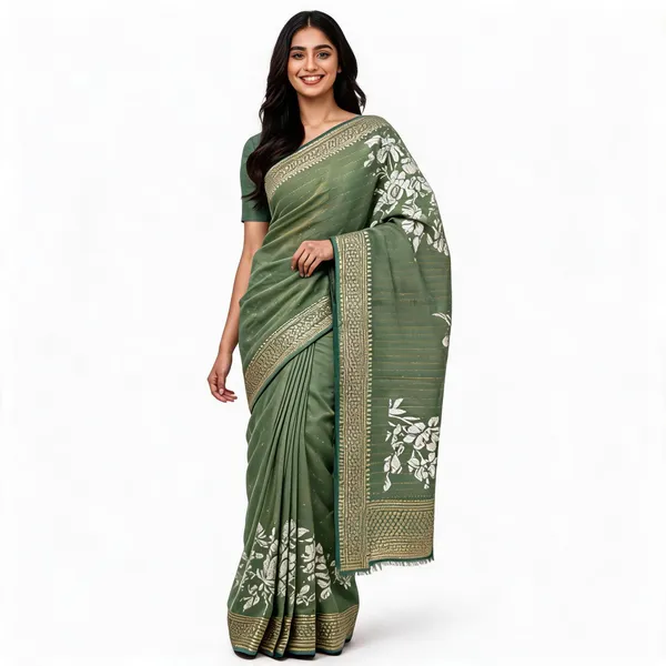 Olive_Green_Georgette_Woven_Saree_For_Women
