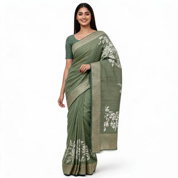 Olive_Green_Georgette_Woven_Saree_For_Women