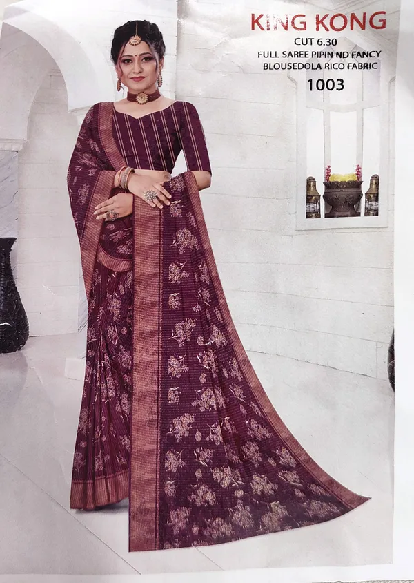 Maroon_Georgette_Floral_Print_Saree_For_Women