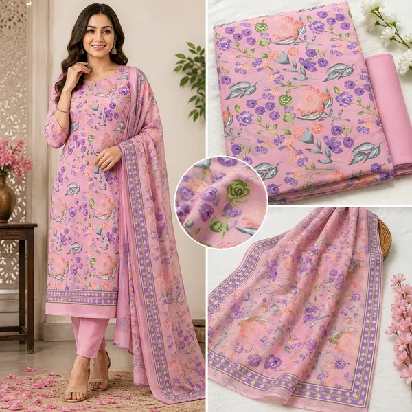Pink_Cotton_Floral_Print_Unstitched_Suit_Set_For_Women