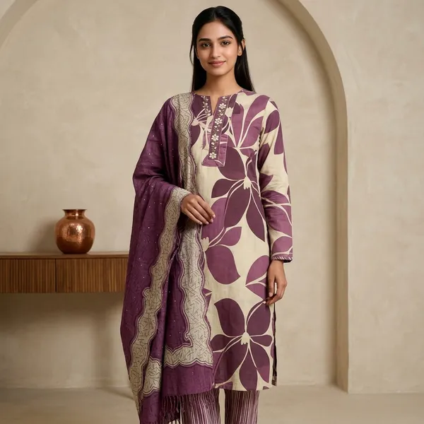 Purple_Cotton_Printed_Unstitched_Ethnic_Suit_Set_For_Women