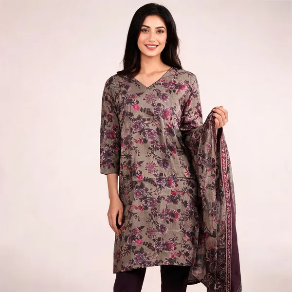 Taupe_Cotton_Straight_Floral_Print_Kurta_Suit_Set_For_Women