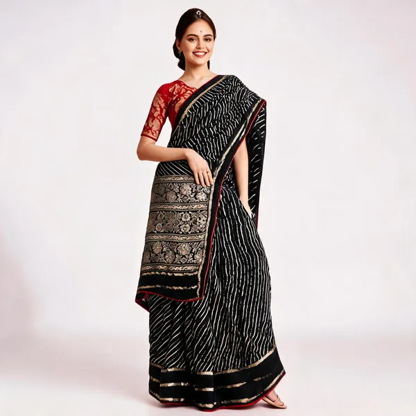 Black_Georgette_Printed_Saree_For_Women