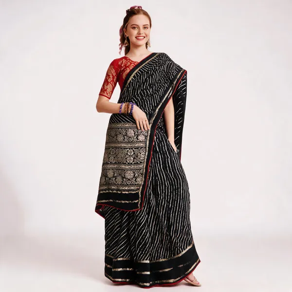 Black_Georgette_Printed_Saree_For_Women