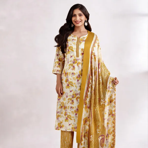 Cream_Cotton_Straight_Floral_Print_Kurta_Suit_Set_For_Women
