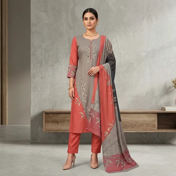 Grey_Red_Rayon_Floral_Printed_Unstitched_Suit_For_Women