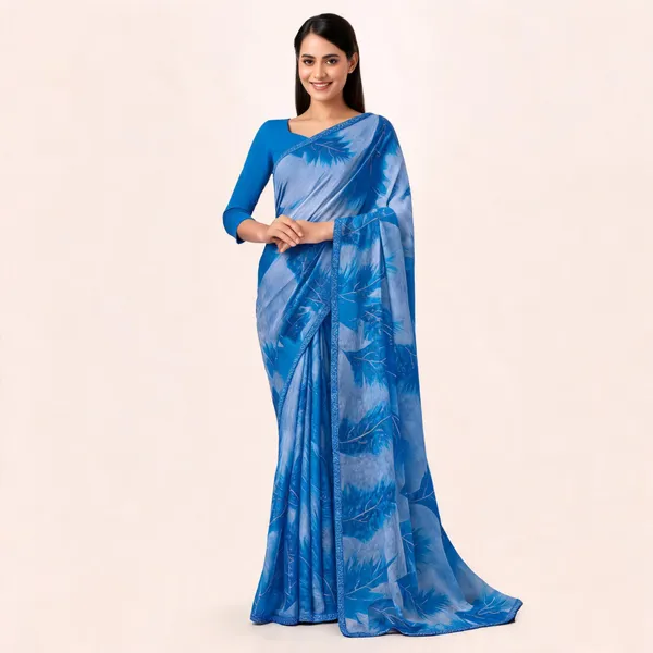 Blue_Chiffon_Printed_Saree_For_Women