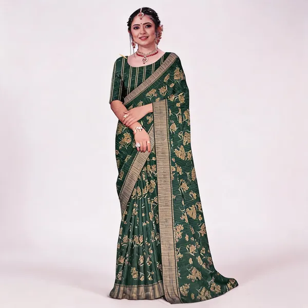 Green_Georgette_Printed_Saree_For_Women