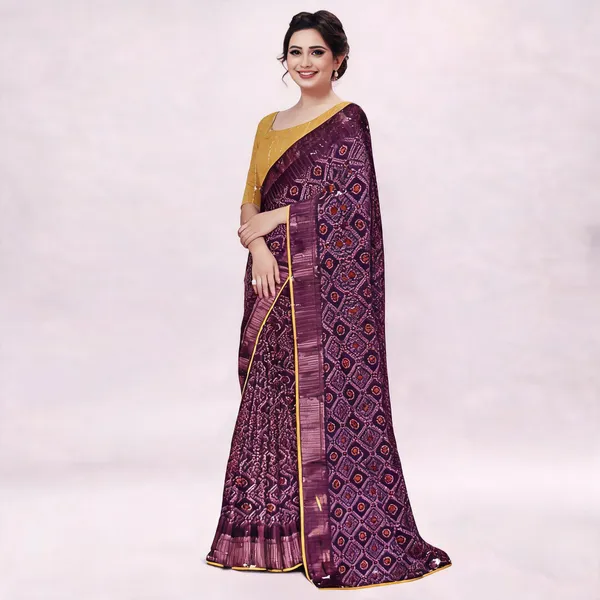 Purple_Georgette_Printed_Saree_For_Women