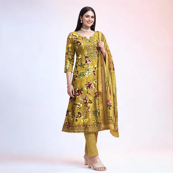 Mustard_Linen_Cotton_Floral_Print_Ethnic_Suit_Set_For_Women