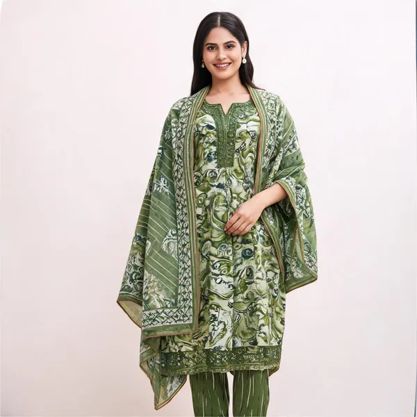 Green_Linen_Cotton_Printed_Ethnic_Suit_Set_For_Women