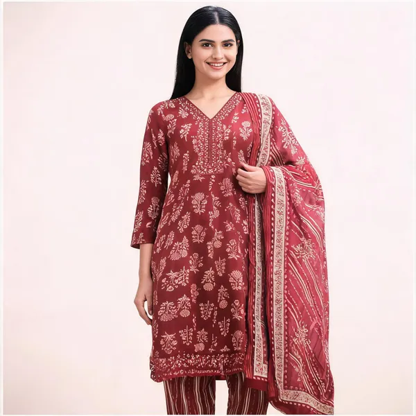 Maroon_Linen_Cotton_Straight_Printed_Suit_Set_For_Women