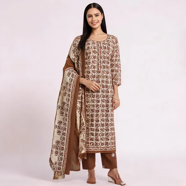 Brown_Cotton_Straight_Printed_Suit_Set_For_Women