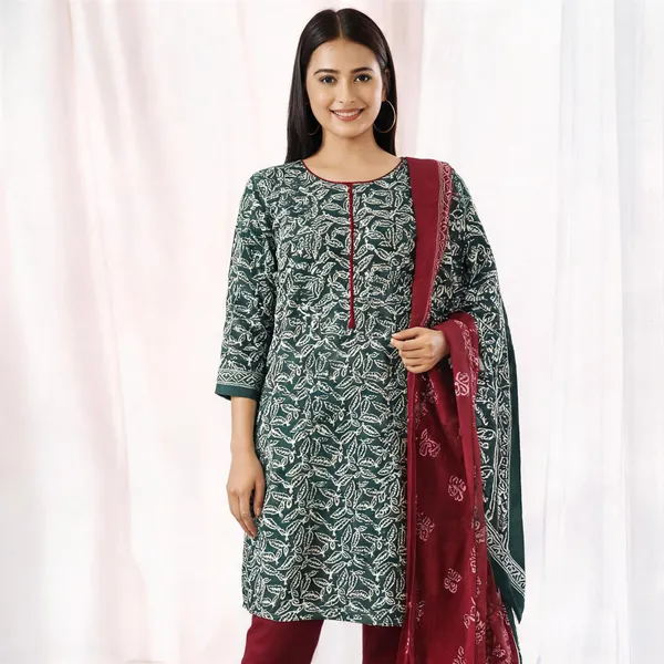 Green_Cotton_Printed_Suit_Set_For_Women