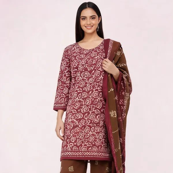 Maroon_Cotton_Printed_Salwar_Unstitched_Suit_Set_For_Women