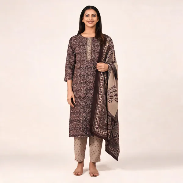 Brown_Cotton_Printed_Straight_Suit_Set_For_Women