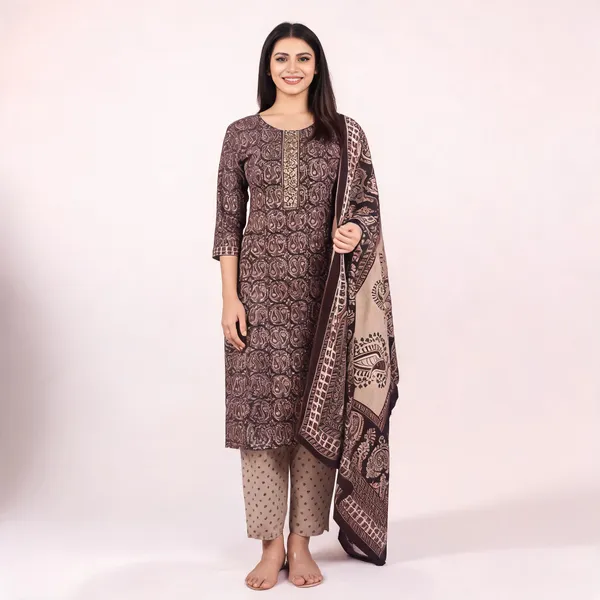 Brown_Cotton_Printed_Straight_Suit_Set_For_Women