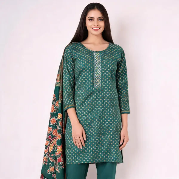 Green_Cotton_Printed_Suit_Set_For_Women