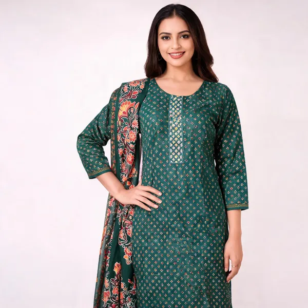 Green_Cotton_Printed_Suit_Set_For_Women