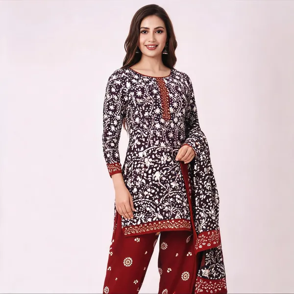 Maroon_Cotton_Printed_Unstitched_Suit_Set_For_Women