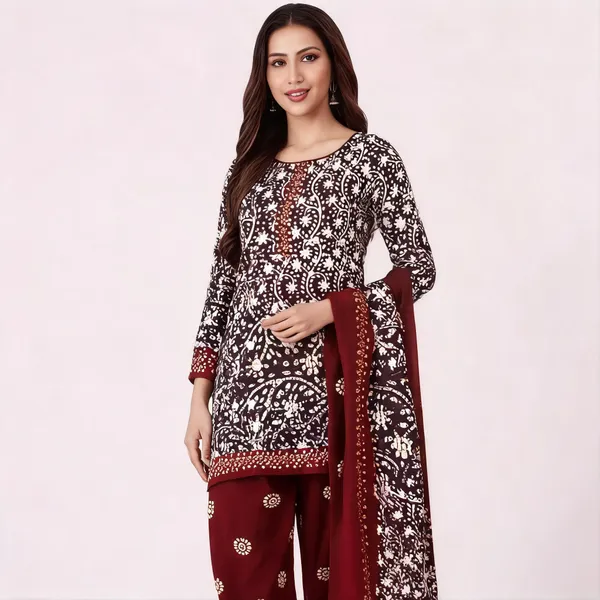 Maroon_Cotton_Printed_Unstitched_Suit_Set_For_Women