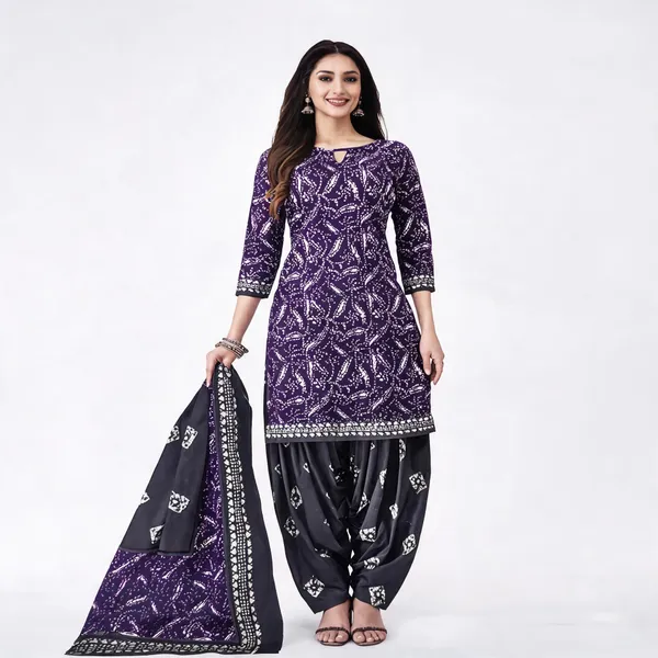 Purple_Cotton_Batik_Print_Unstitched_Suit_Set_For_Women