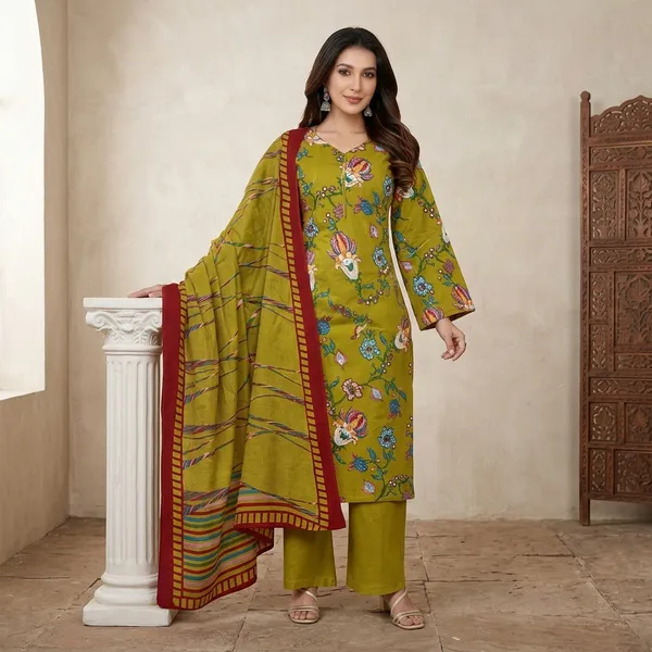 Olive_Cotton_Printed_Unstitched_Suit_Set_For_Women