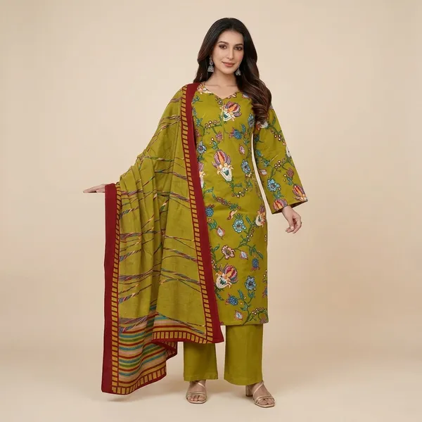 Olive_Cotton_Printed_Unstitched_Suit_Set_For_Women