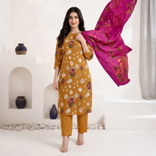Mustard_Cotton_Printed_Unstitched_Suit_Set_For_Women