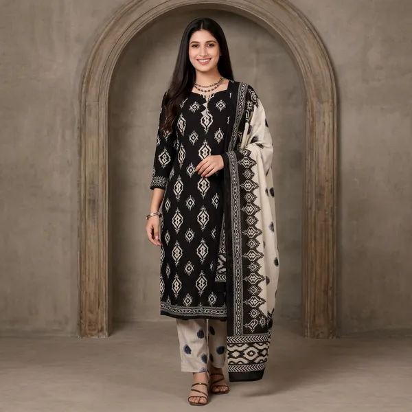 Black_Cotton_Straight_Printed_Unstitched_Suit_Set_For_Women