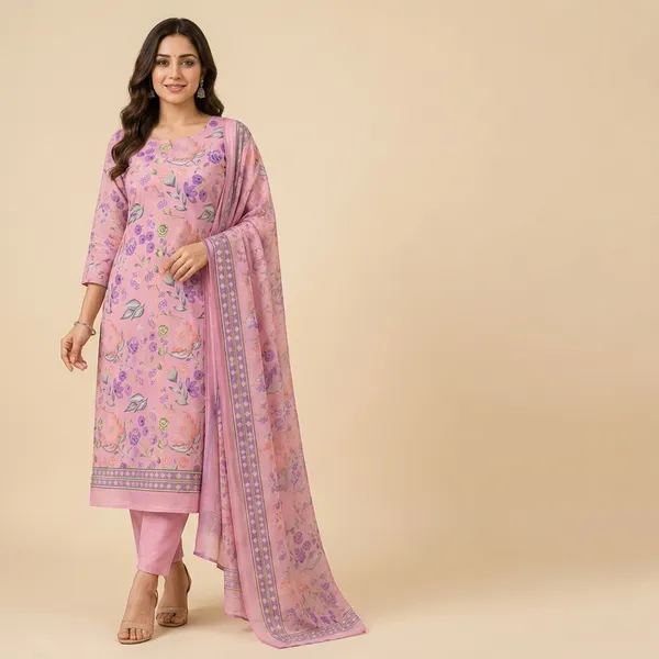 Pink_Cotton_Floral_Print_Unstitched_Suit_Set_For_Women