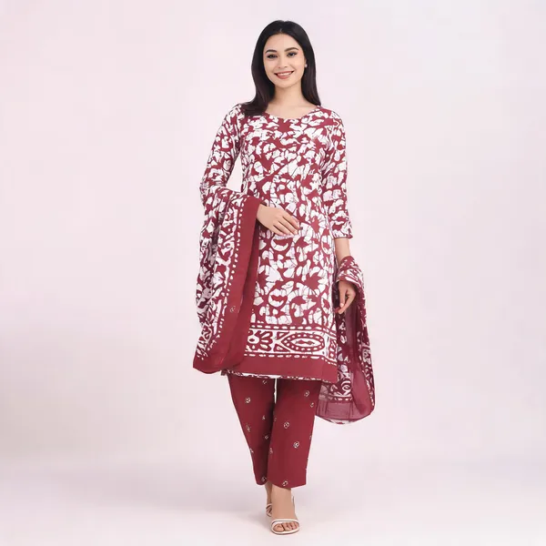 Maroon_Cotton_Printed_Unstitched_Suit_Set_For_Women