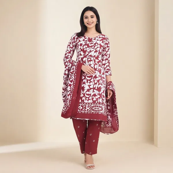 Maroon_Cotton_Printed_Unstitched_Suit_Set_For_Women