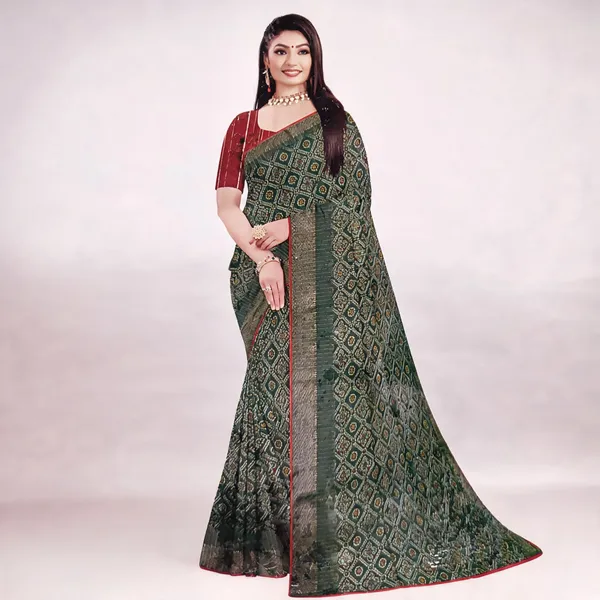 Green_Georgette_Printed_Saree_For_Women
