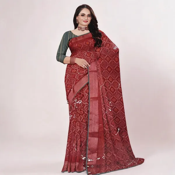 Maroon_Georgette_Printed_Saree_For_Women