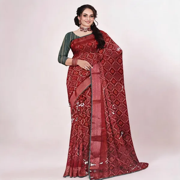Maroon_Georgette_Printed_Saree_For_Women