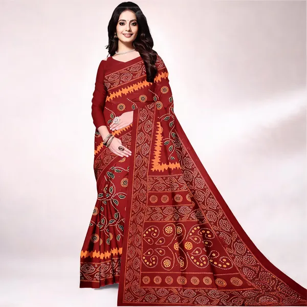 Maroon_Pure_Cotton_Printed_Saree_For_Women