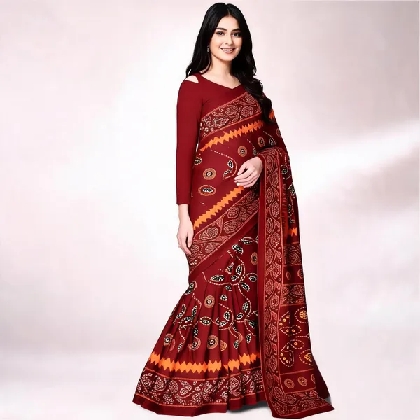Maroon_Pure_Cotton_Printed_Saree_For_Women