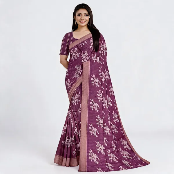 Purple_Georgette_Floral_Print_Saree_For_Women