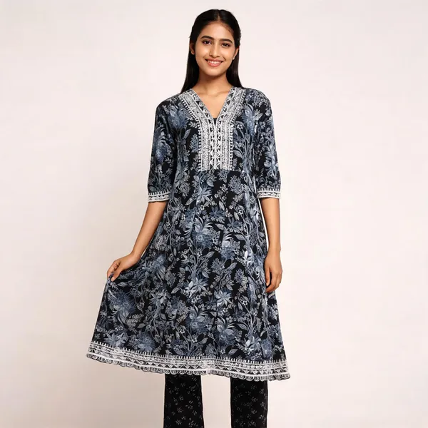 Black_Cotton_Floral_Print_Ethnic_Suit_Set_For_Women