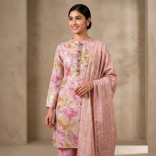 Pink_Cotton_Floral_Printed_Unstitched_Suit_Set_For_Women