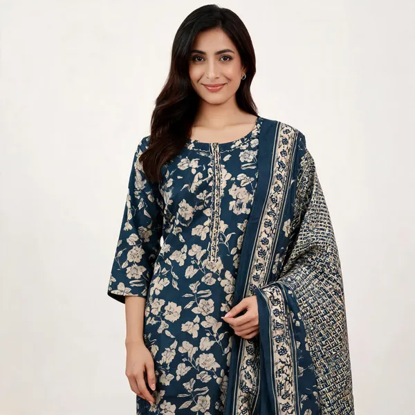 Blue_Cotton_Straight_Floral_Print_Three_Piece_Kurta_Suit_Set_For_Women