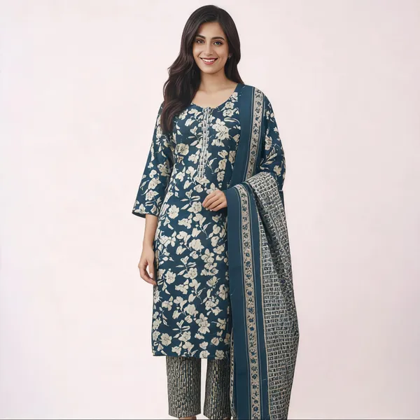 Blue_Cotton_Straight_Floral_Print_Three_Piece_Kurta_Suit_Set_For_Women