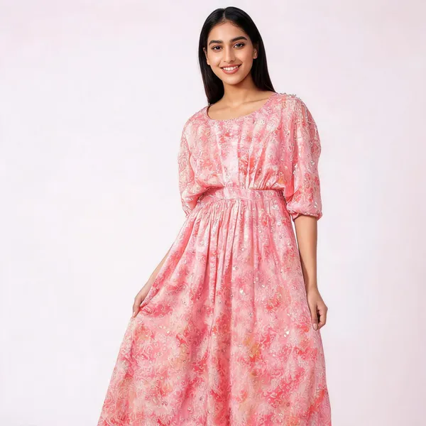 Pink_Chinon_Printed_Puff_Sleeve_Maxi_Dress_For_Women