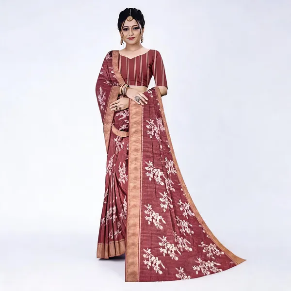 Maroon_Georgette_Floral_Print_Saree_For_Women