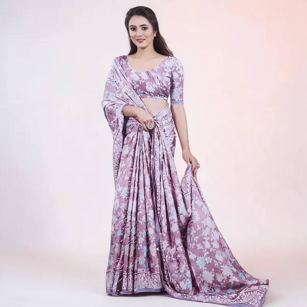 Lavender_Georgette_Floral_Print_Saree_For_Women