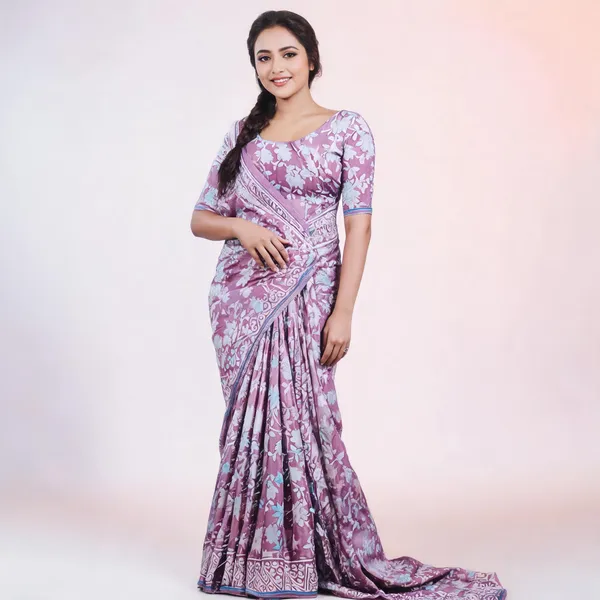 Lavender_Georgette_Floral_Print_Saree_For_Women