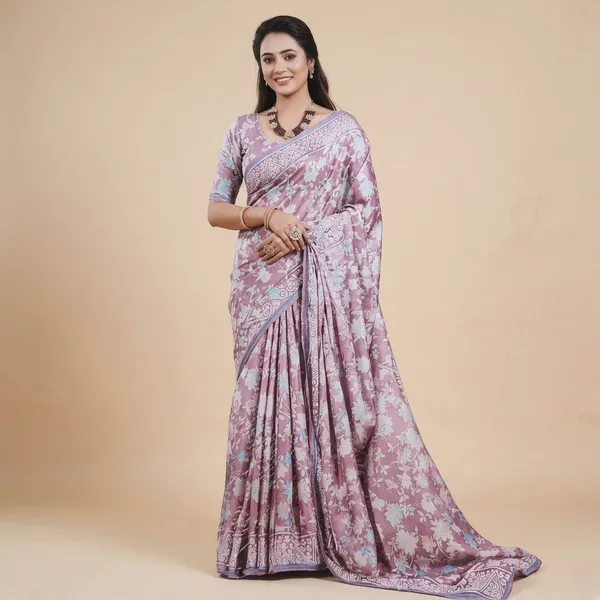 Lavender_Georgette_Floral_Print_Saree_For_Women