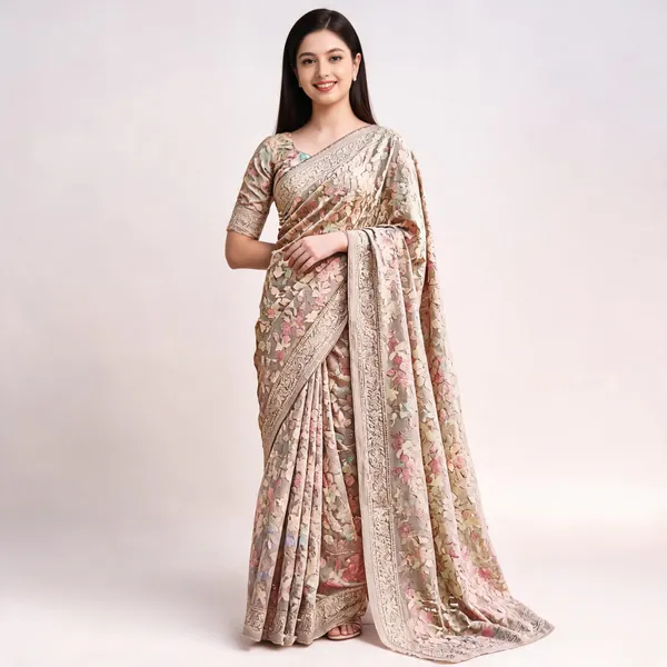 Beige_Georgette_Printed_Saree_For_Women
