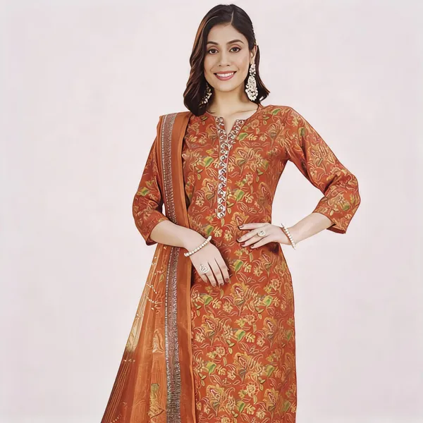 Rust_Cotton_Silk_Floral_Print_Straight_Unstitched_Suit_Set_For_Women